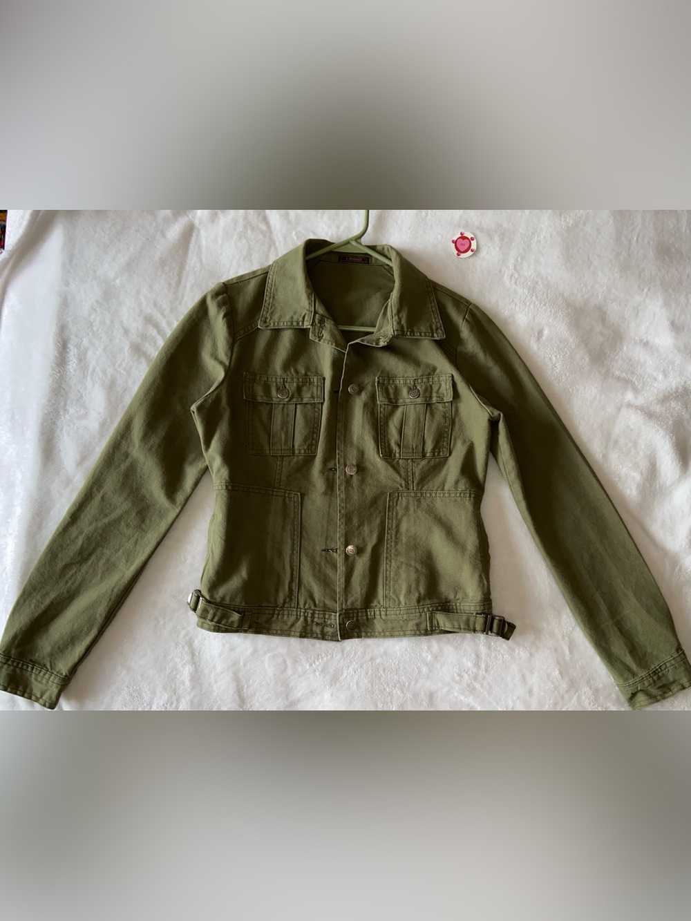 Women's Olive Utility Jacket with Button Front